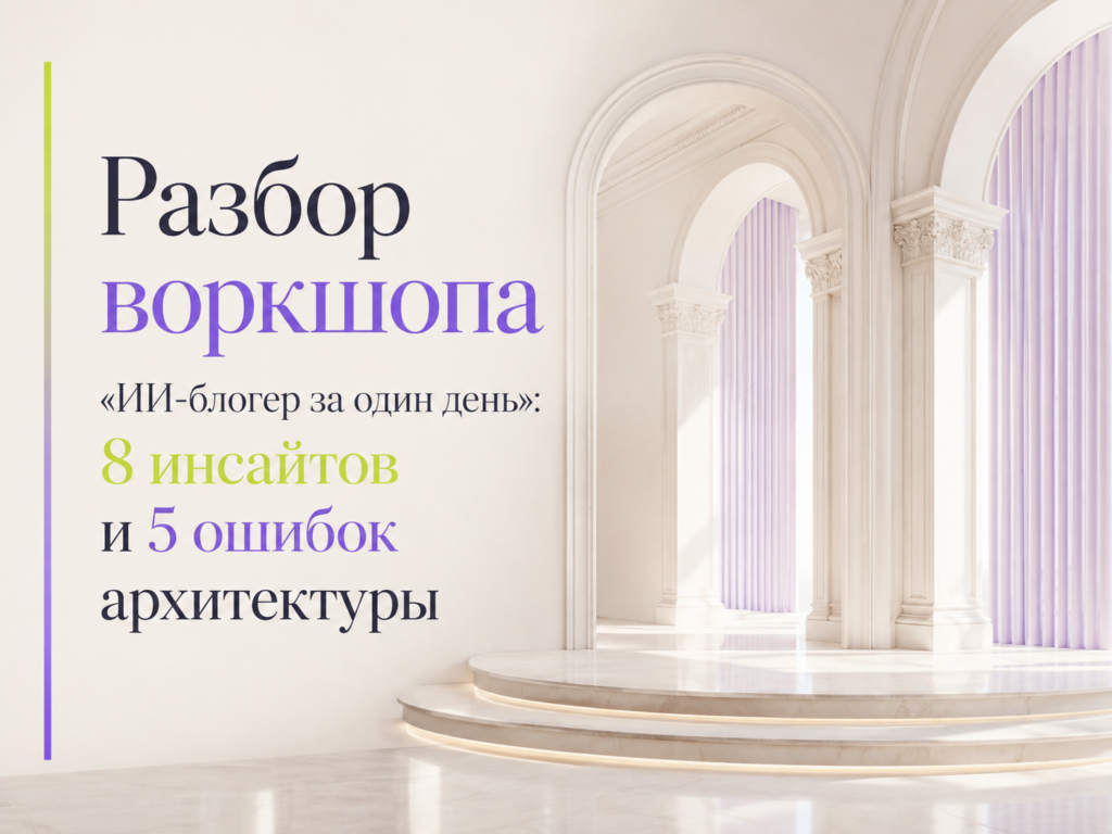 Разбор воркшопа «ИИ-блогер за один день»: 8 инсайтов и 5 ошибок архитектуры